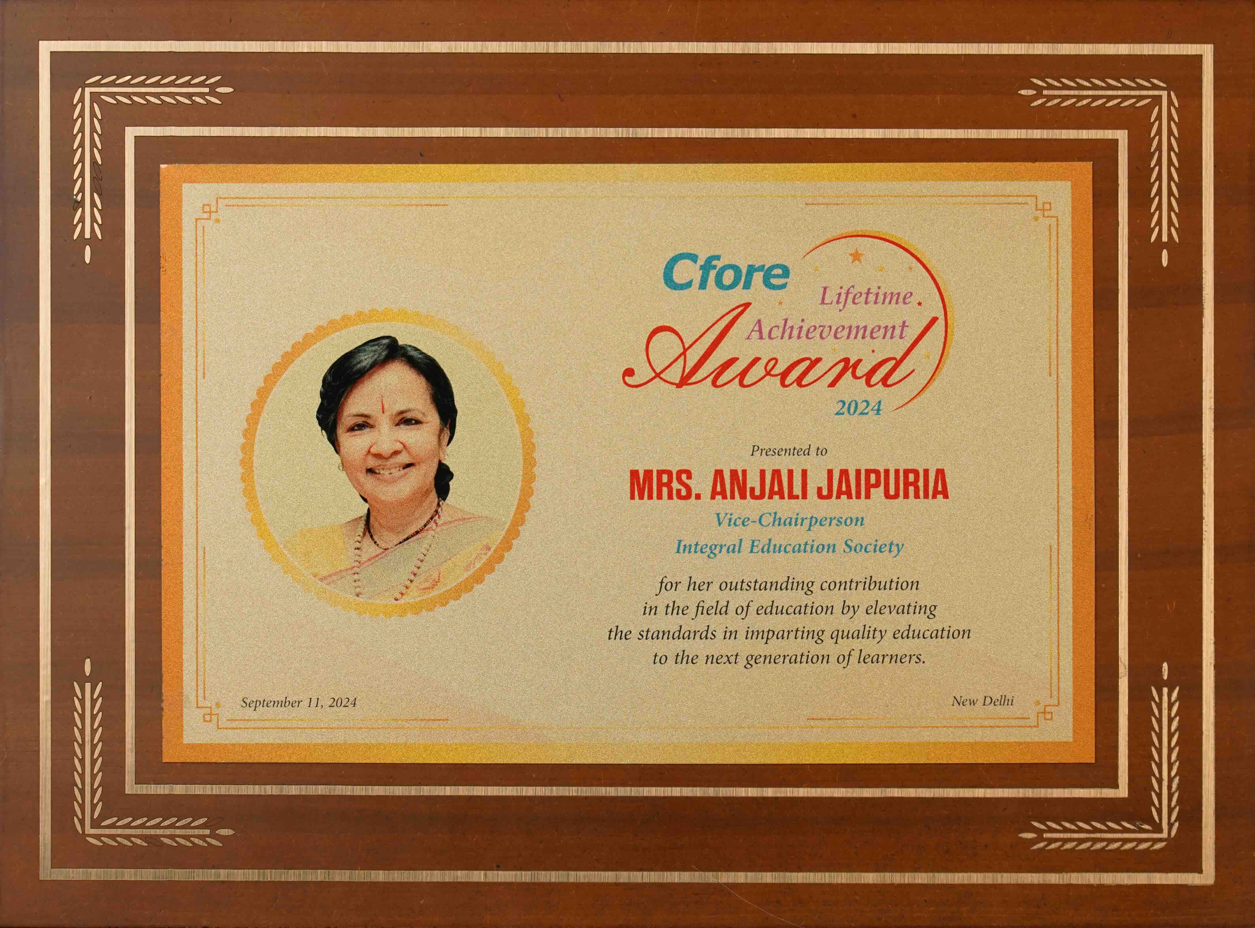 Cfore Lifetime Achievement Award 2024